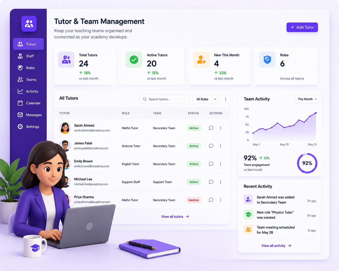 Tutor and team management