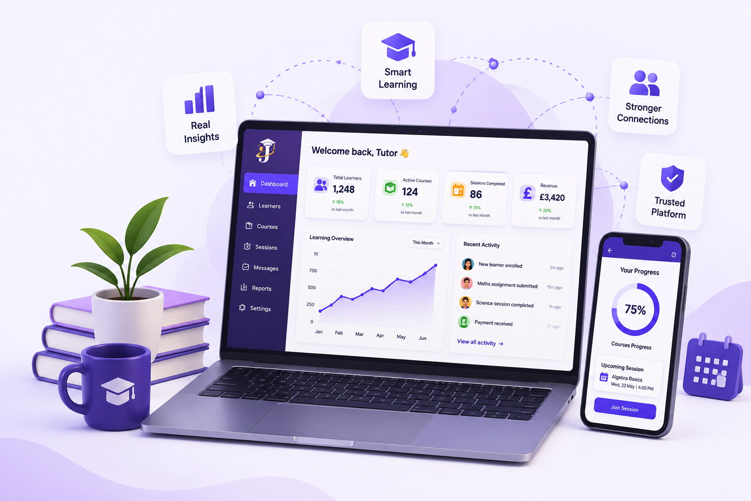 Connected learning platform for tutors and academies